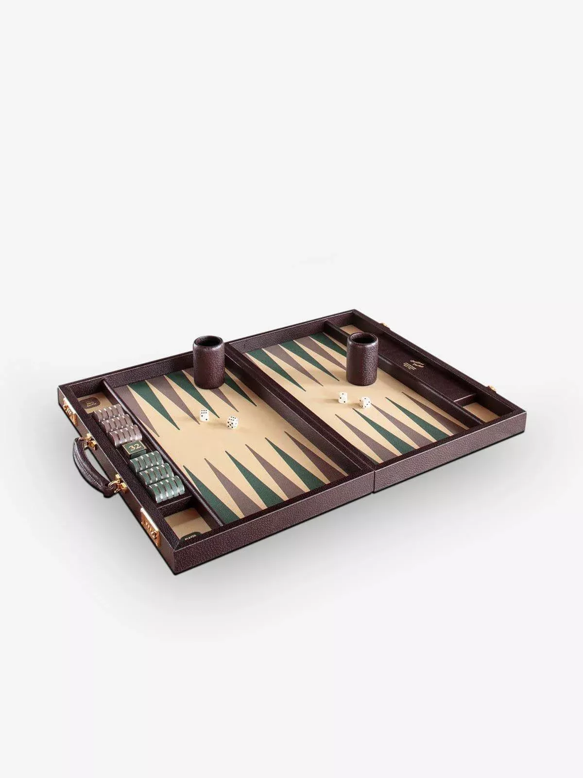 Brown and Sage Leather Backgammon Board