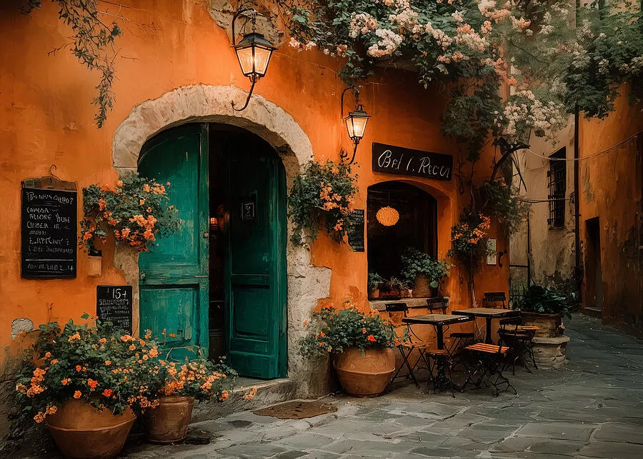 Cafe Among the Orange Walls