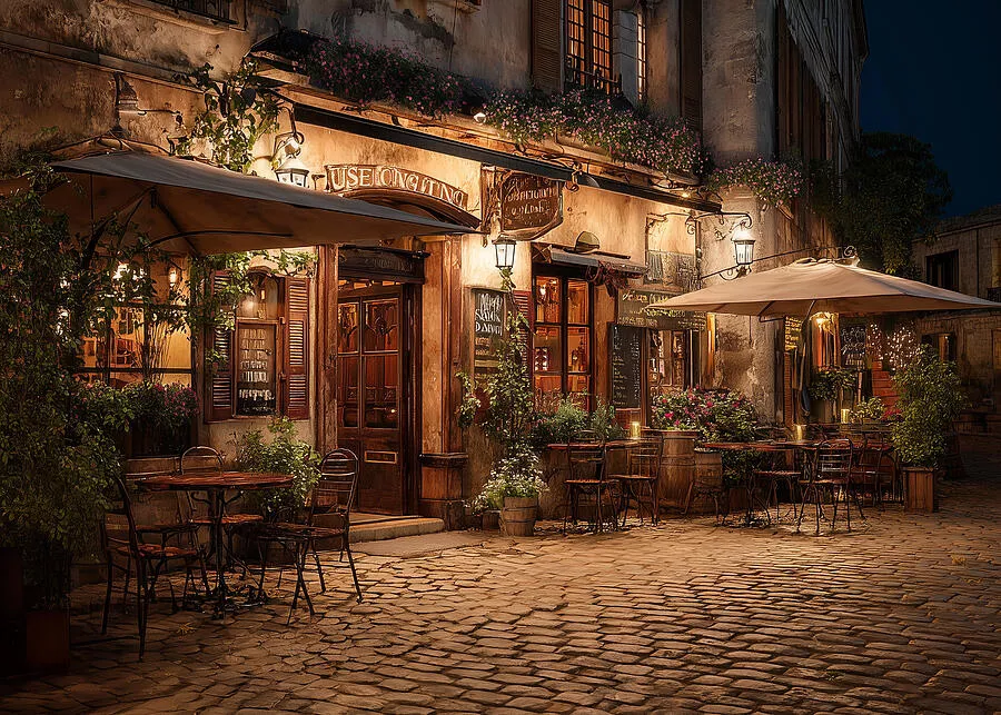Cafe Lights on Rue du Soir