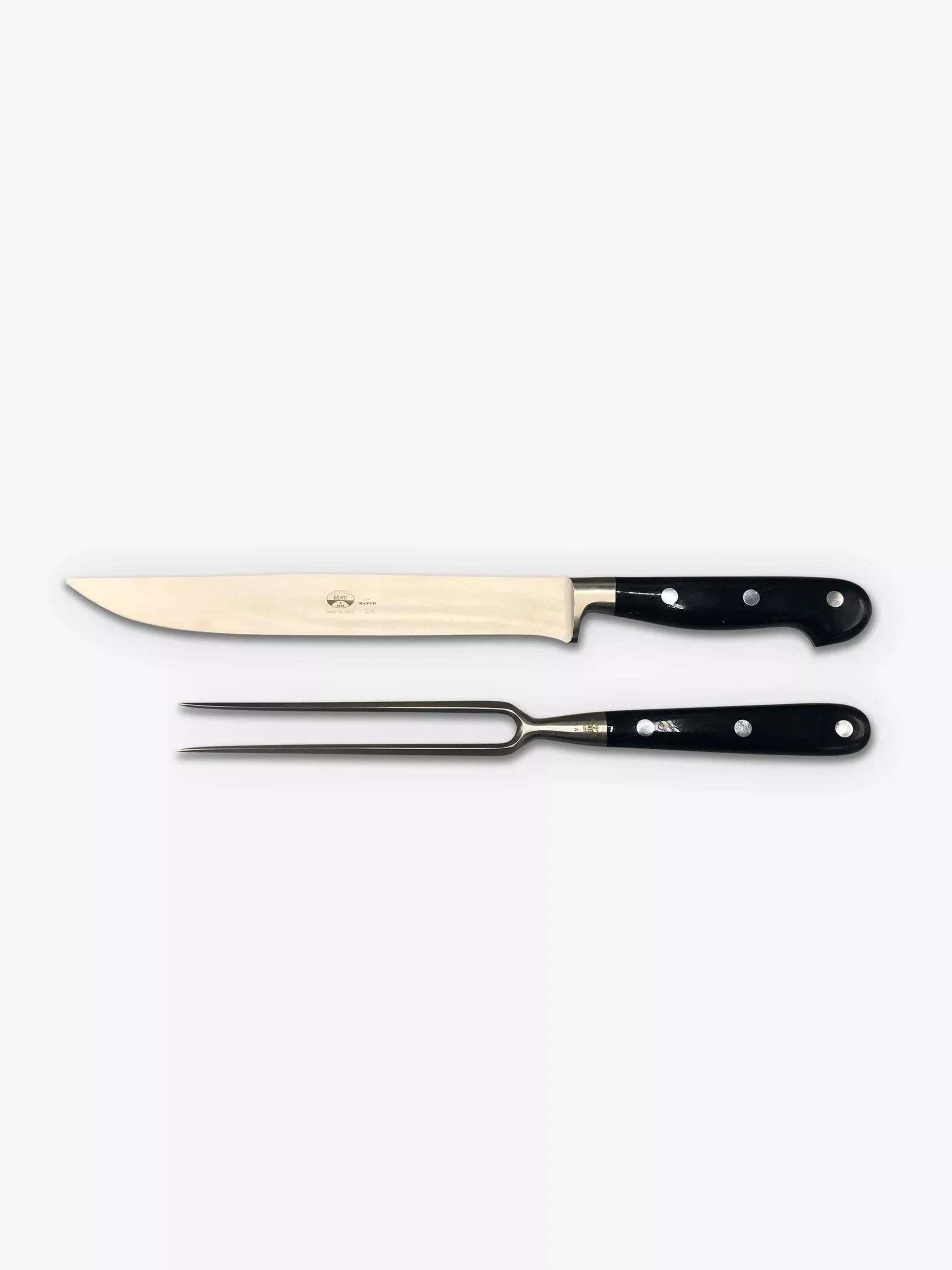 Carving Set in Black Lucite Handles with Wood Box