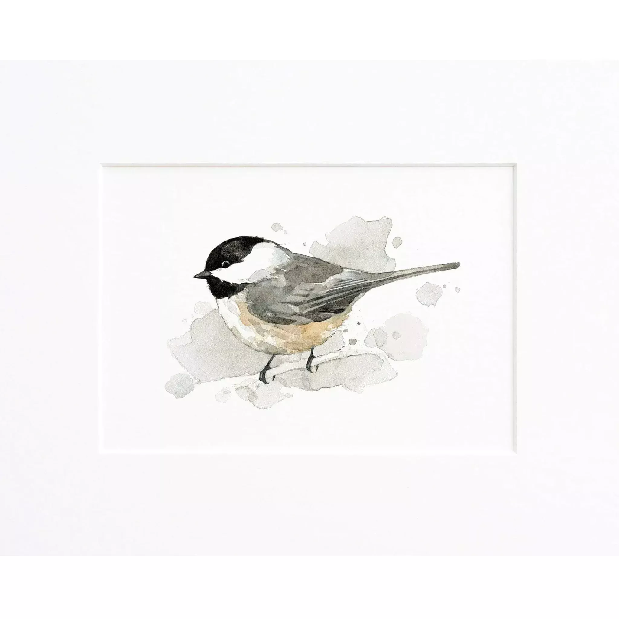 Chickadee Watercolor Art Print - Matted