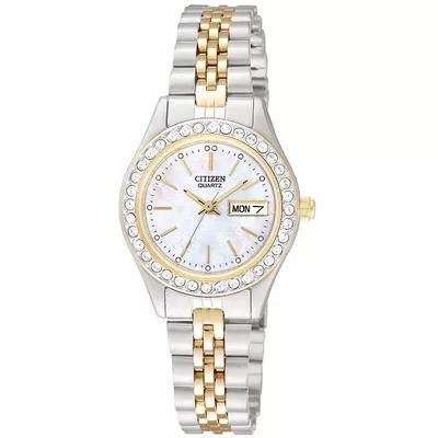 Citizen - Ladies' Two-Tone Quartz Watch with Mother-of-Pearl Dial and Swarovski Crystal Bezel - EQ0534-50D