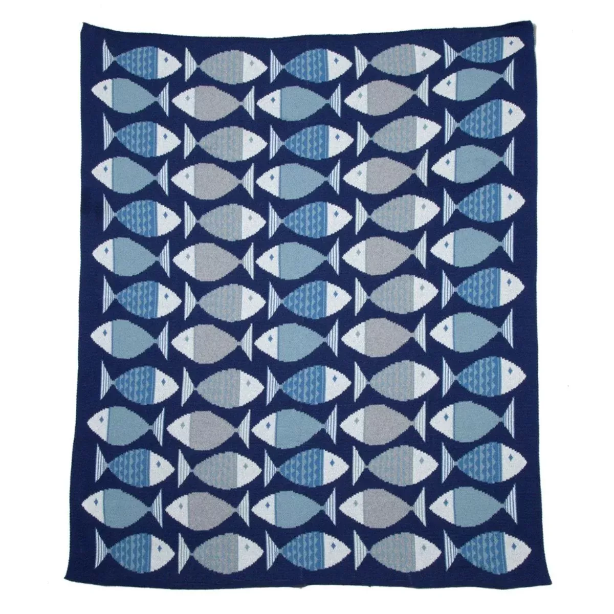 Coastal Big Fish Cotton Knit Throw, 50" x 60"