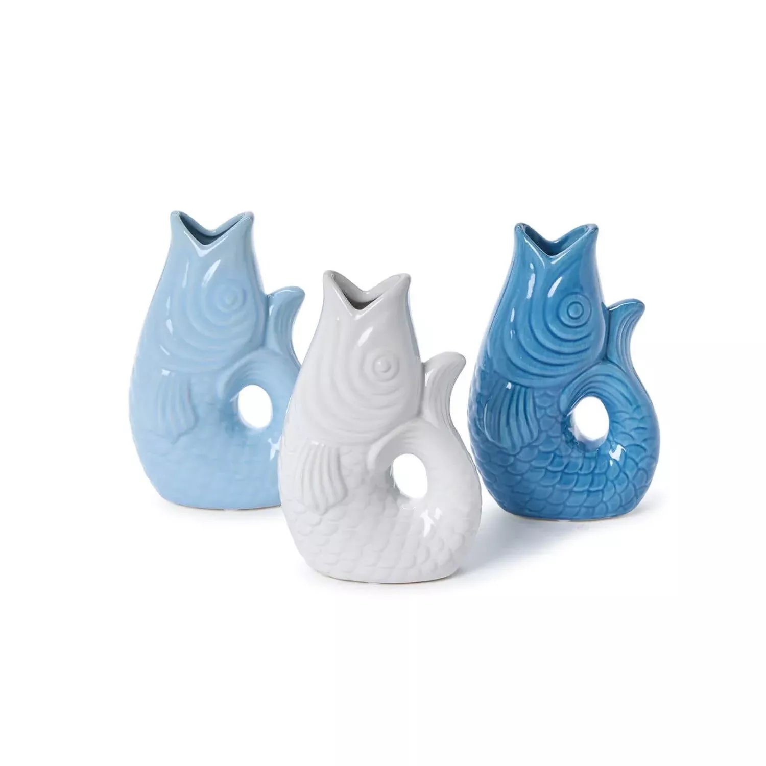 Coastal Catch Fish Flower Vase, 3 Colors, 8"
