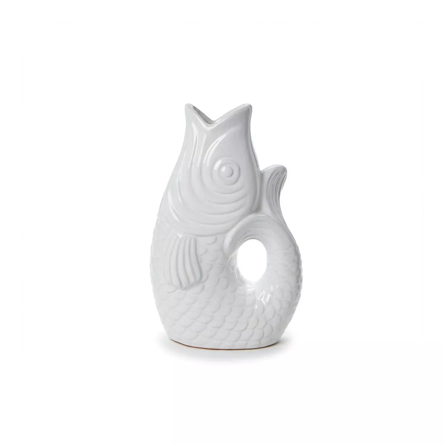 Coastal Catch Fish Flower Vase, White, 12"