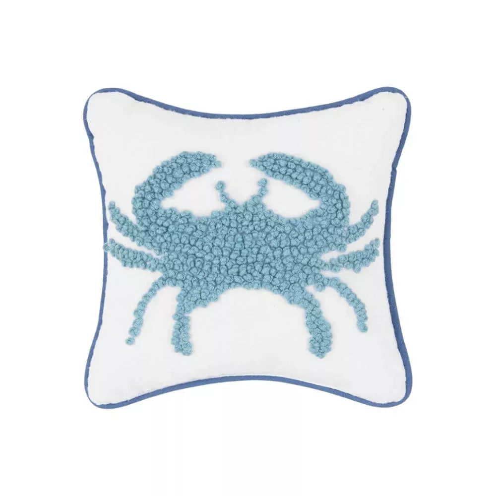 Coastal Crab Soft Blue Hook Throw Pillow