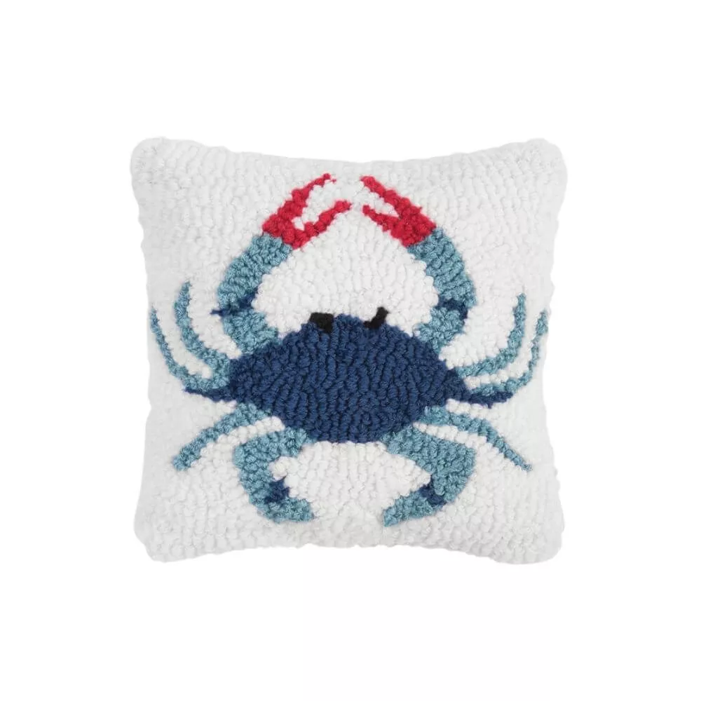 Coastal Shades of Blue Crab Throw Pillow