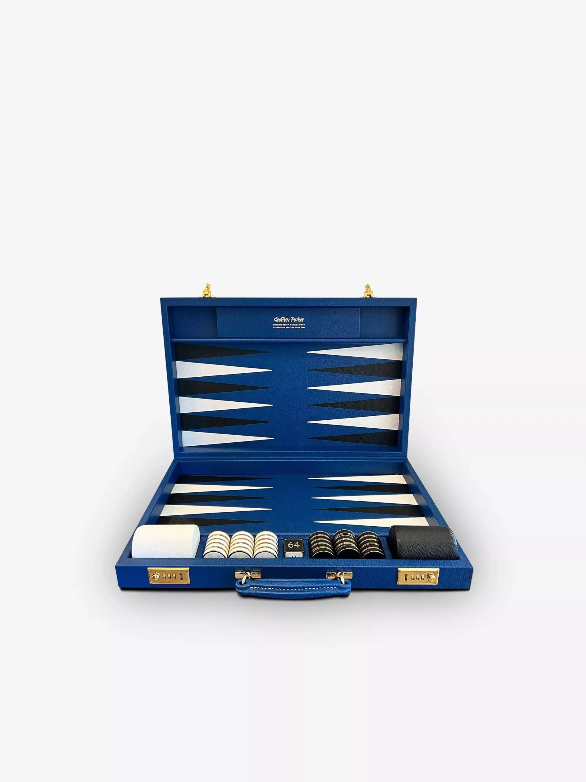 Cobalt Blue and Black Leather Backgammon Board