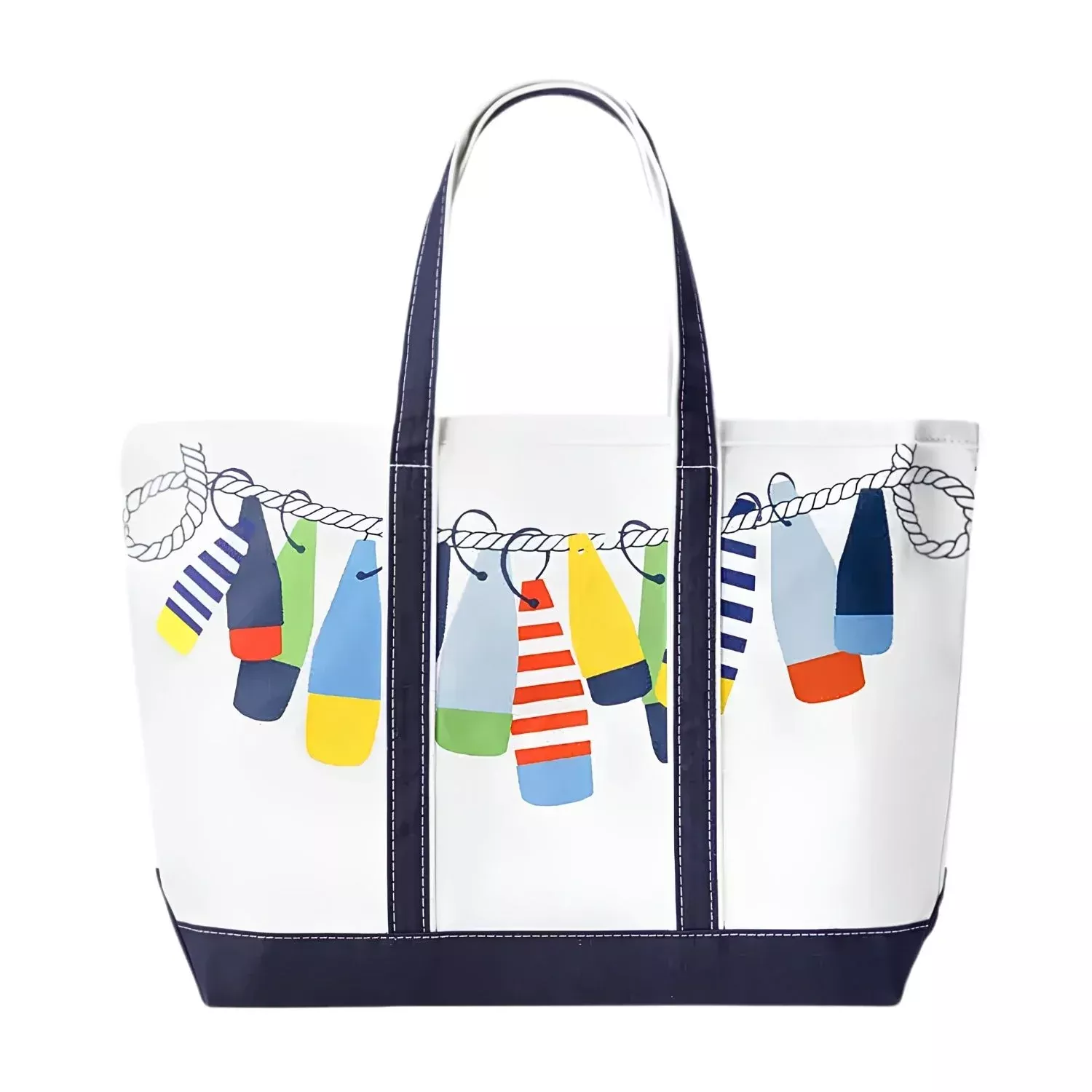 Colorful Buoys Canvas Beach Tote