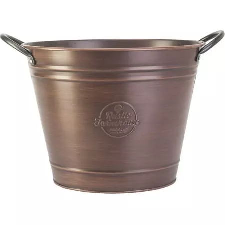 Copper Washtub Planter - 10 Inch Rustic Garden Decor With Drainage Hole