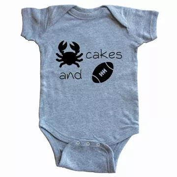 Crab Cakes and Football Gray Onesie