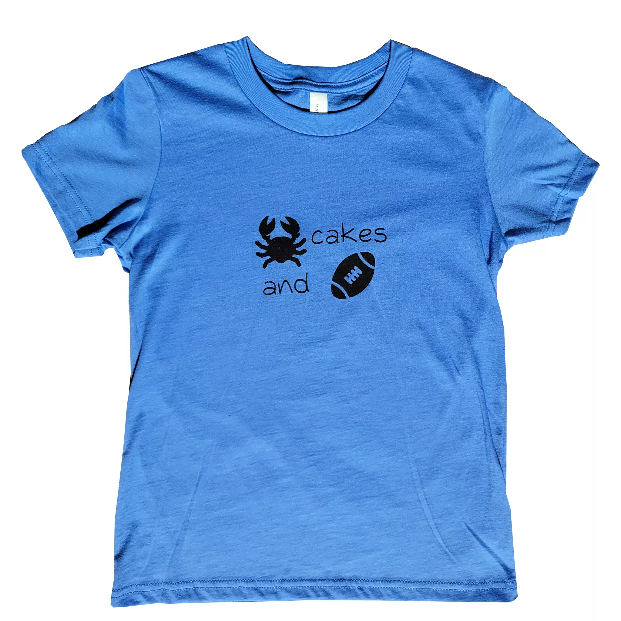 Crab Cakes and Football Youth Blue T-Shirt