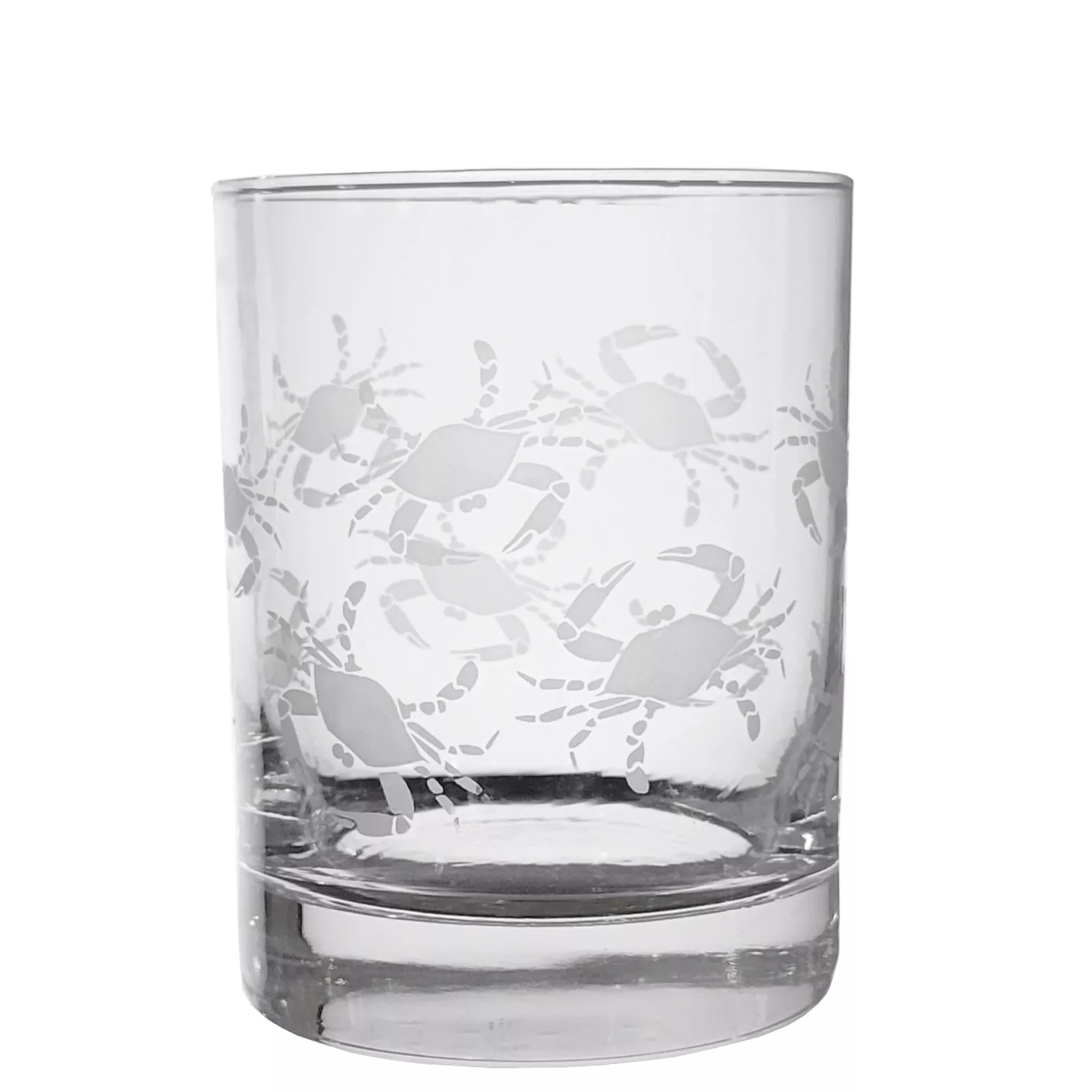 Crab Etched Rocks Glass (Double Old Fashioned)