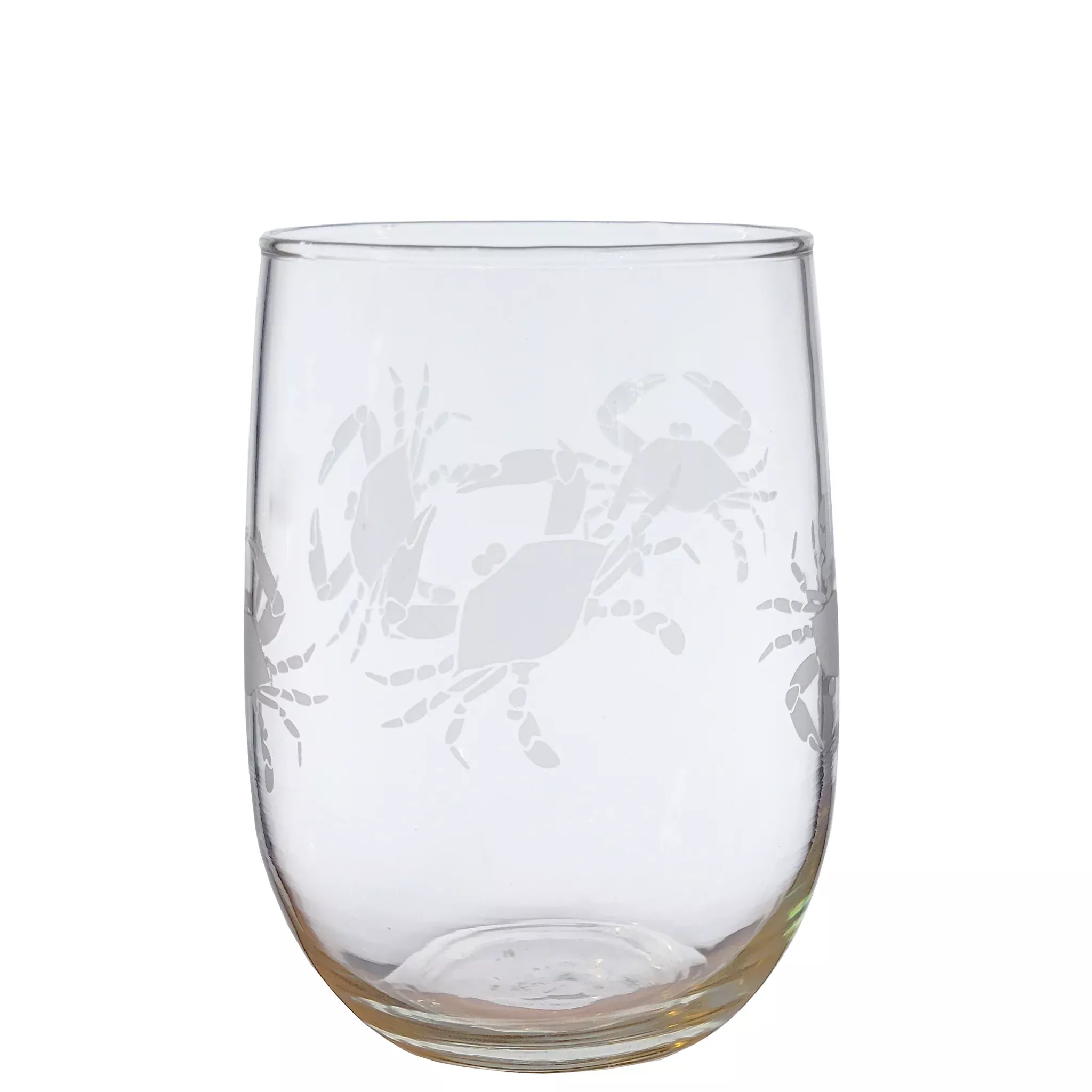 Crab Etched Stemless Wine Glass