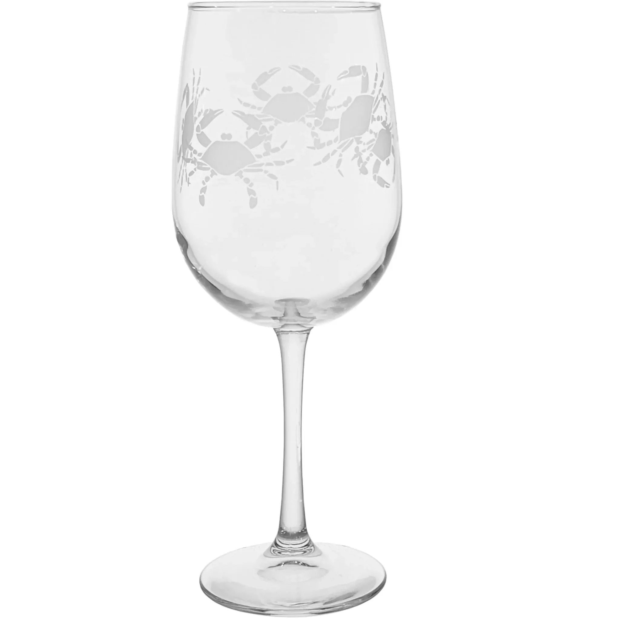 Crab Etched Stemmed Wine Glass