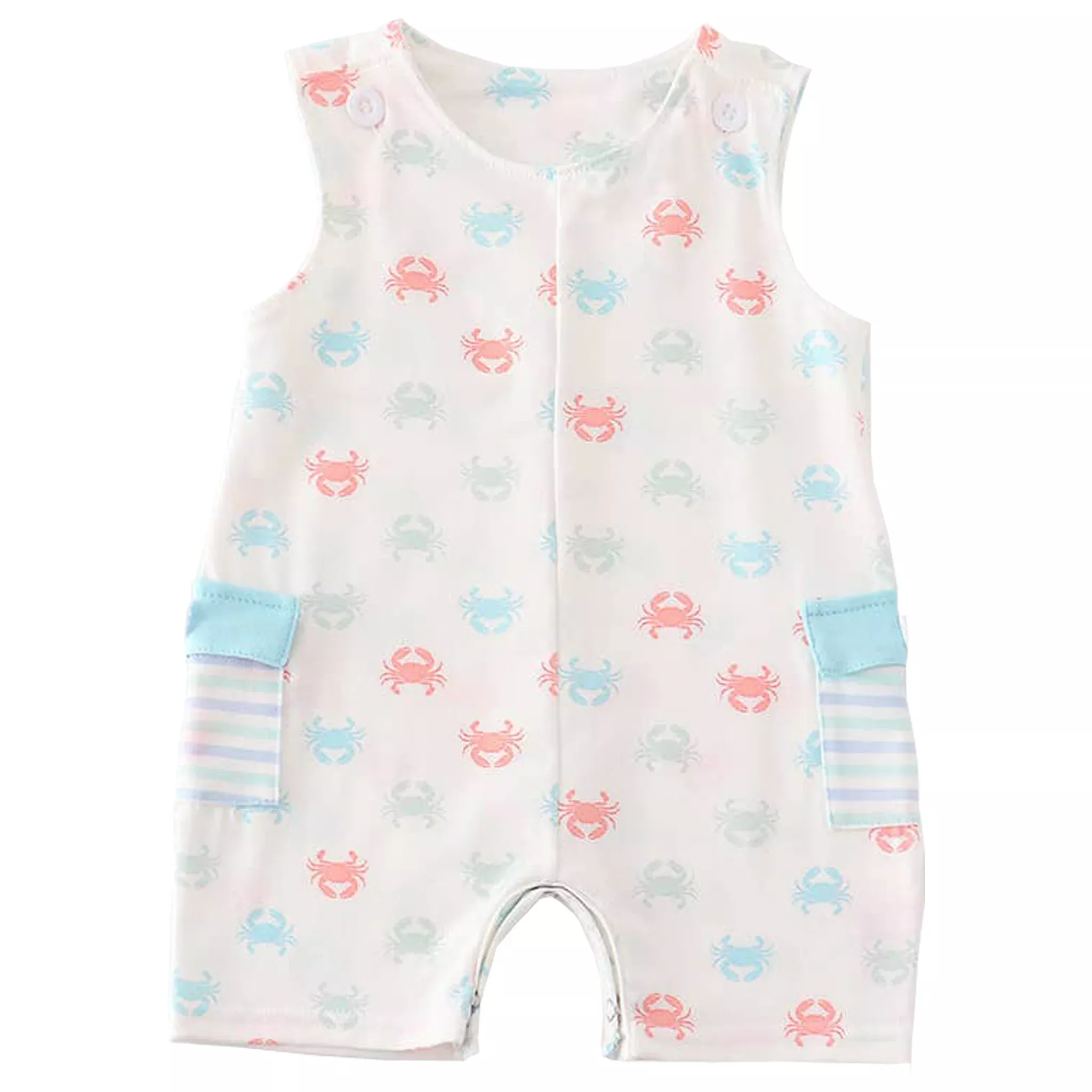 Crab Print Sleeveless Baby Romper