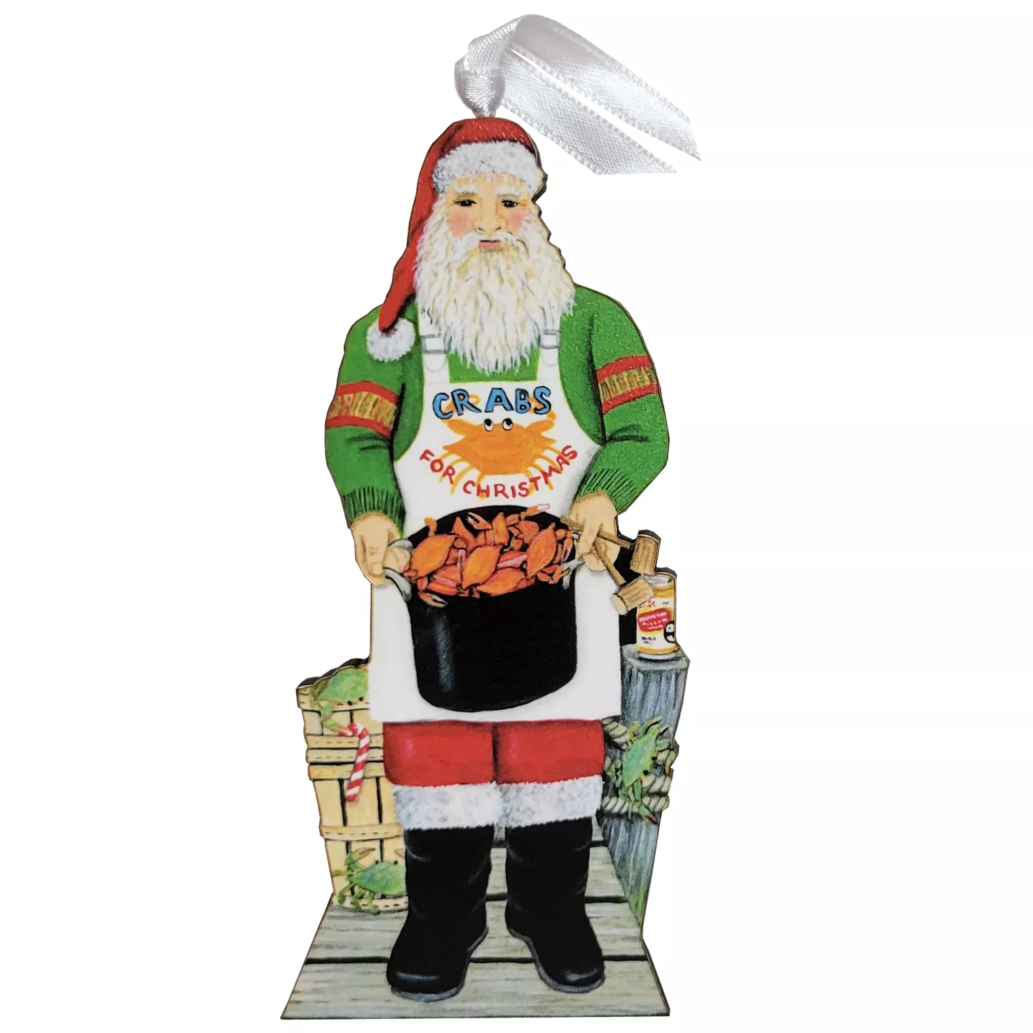 Crab Steaming Santa Ornament