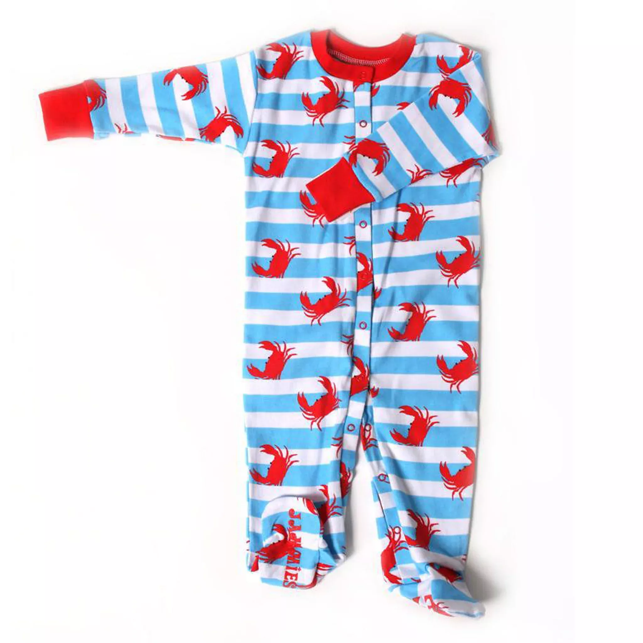 Crab Stripes Baby Footie Pajamas - Organic Cotton