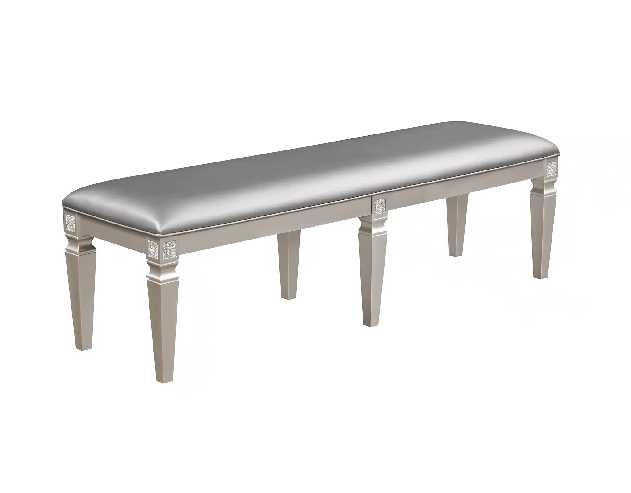 Crown Mark Klina Glam Dining Bench In Light Gray