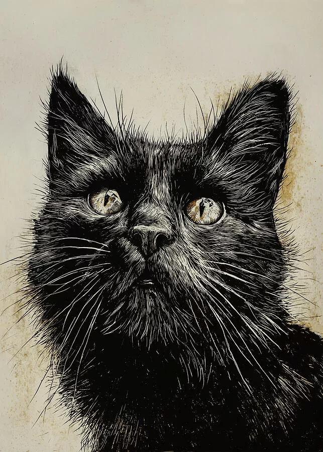 Curious Black Cat Portrait