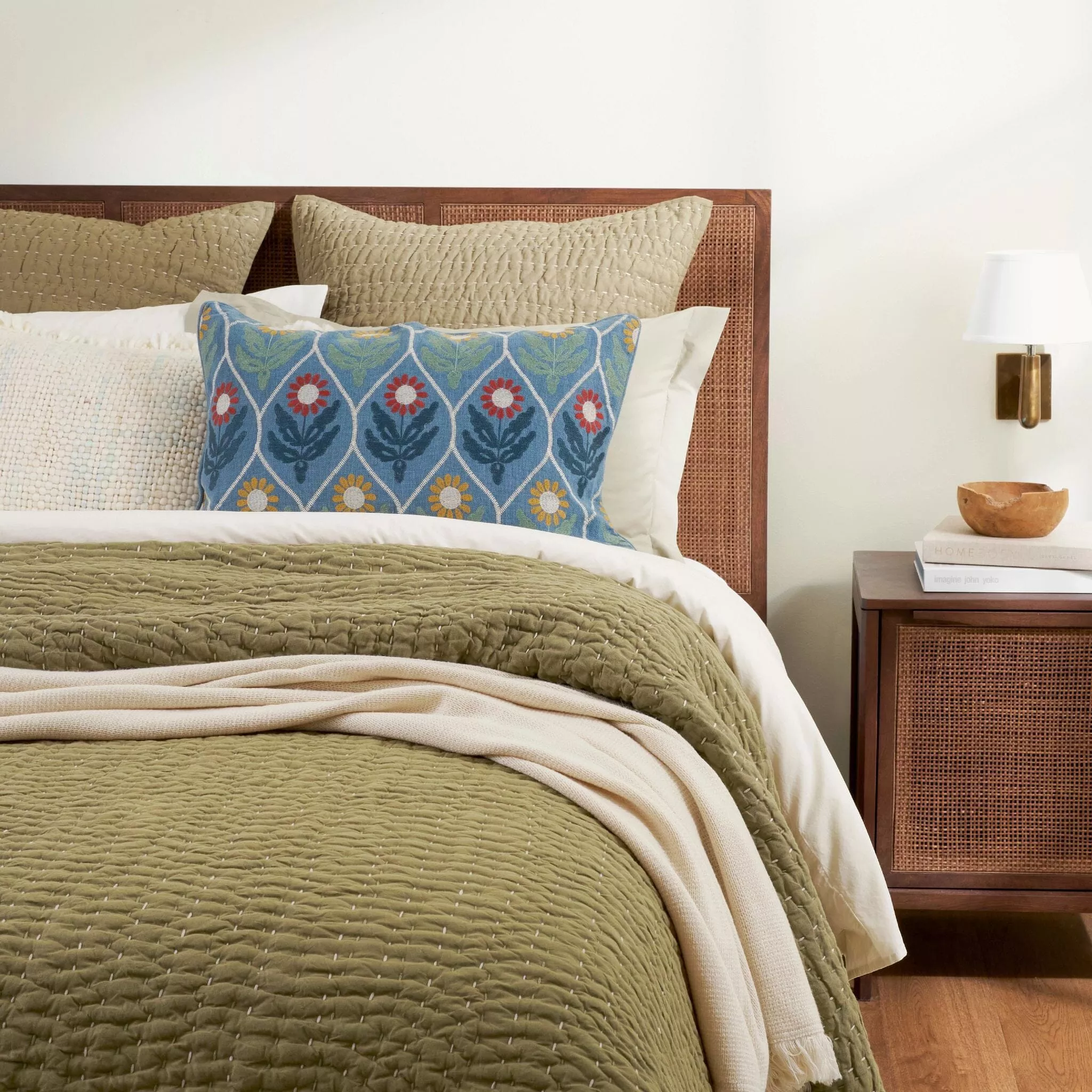 Deepali Kantha Olive Quilt