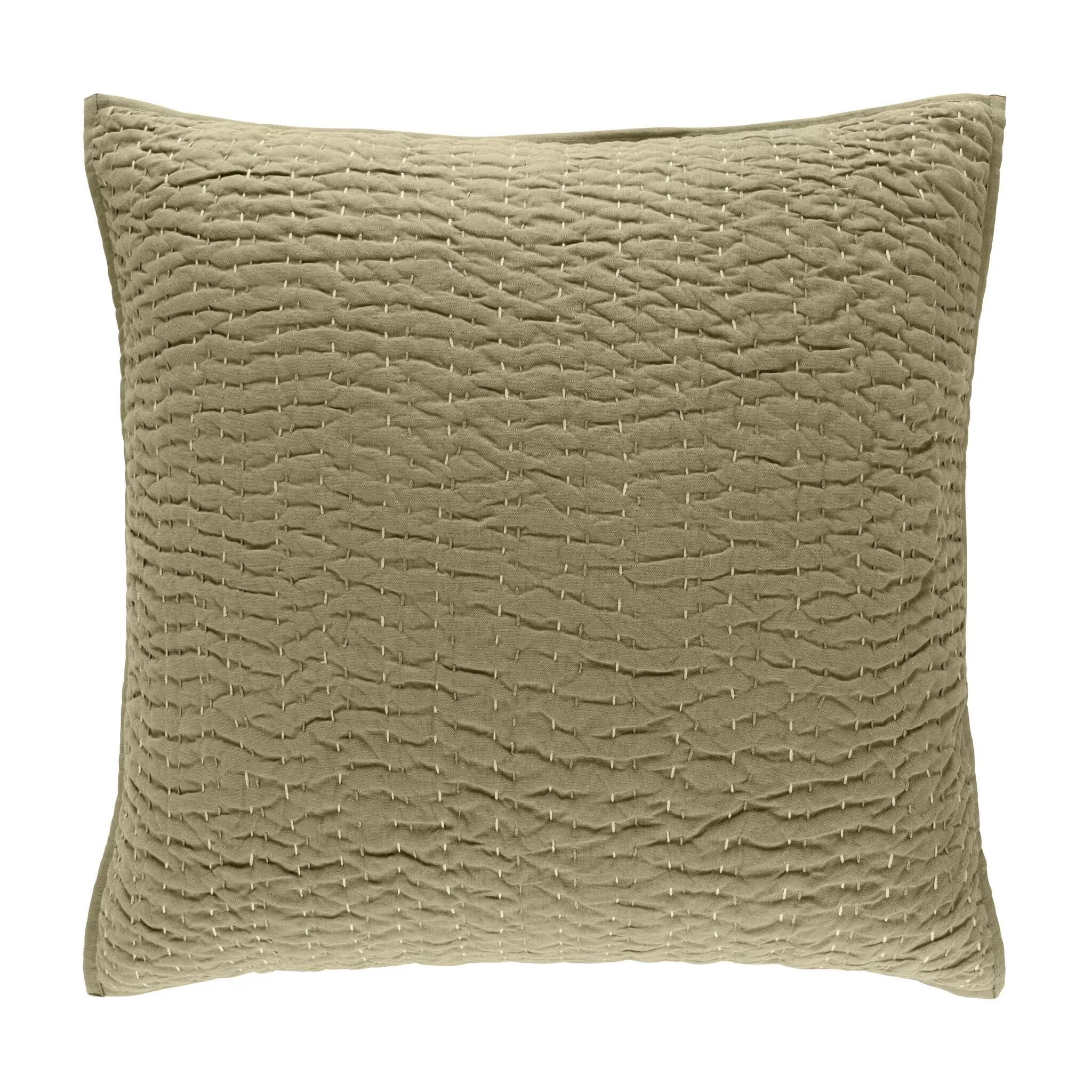 Deepali Kantha Olive Quilted Sham