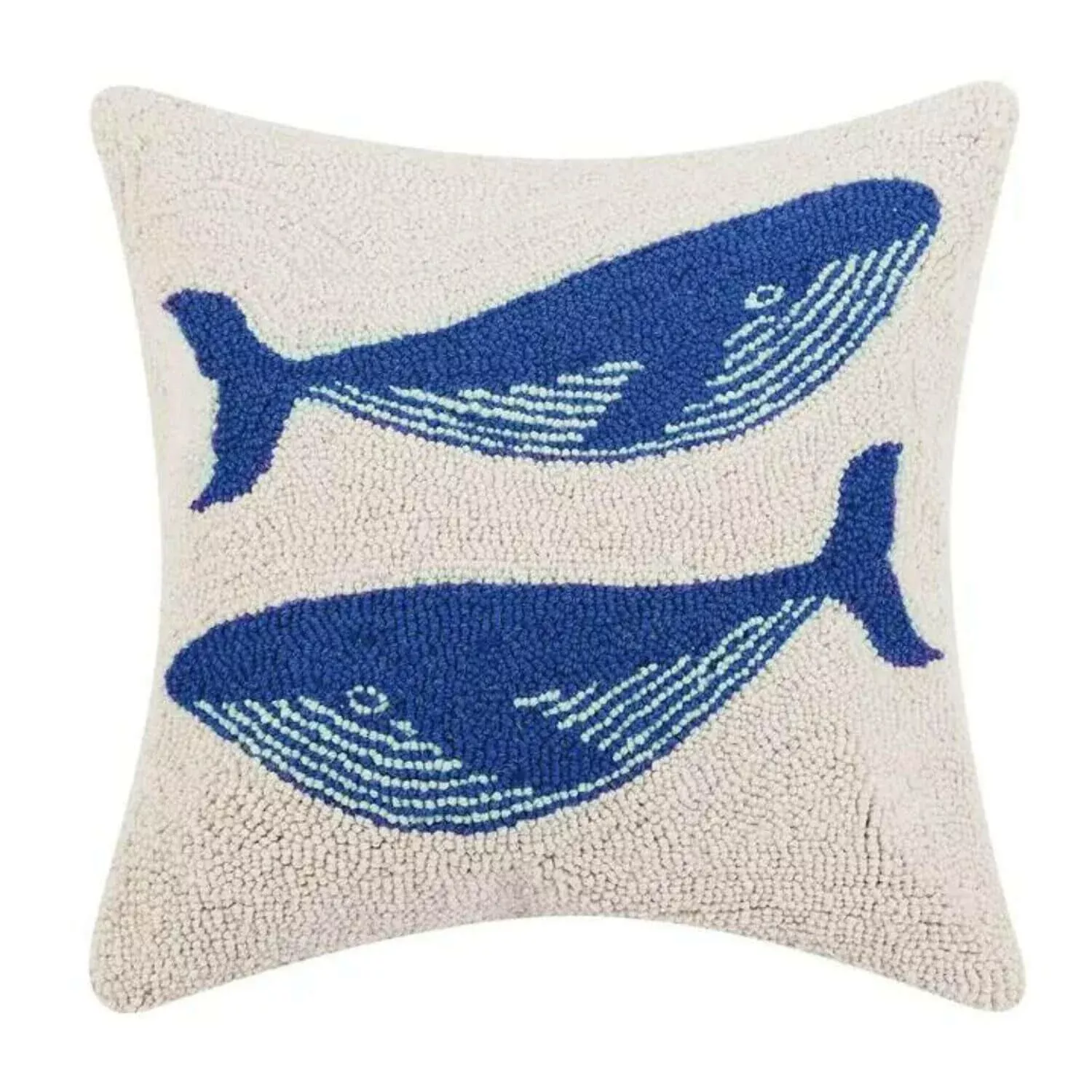 Double Whale Hook Pillow, 18 x 18