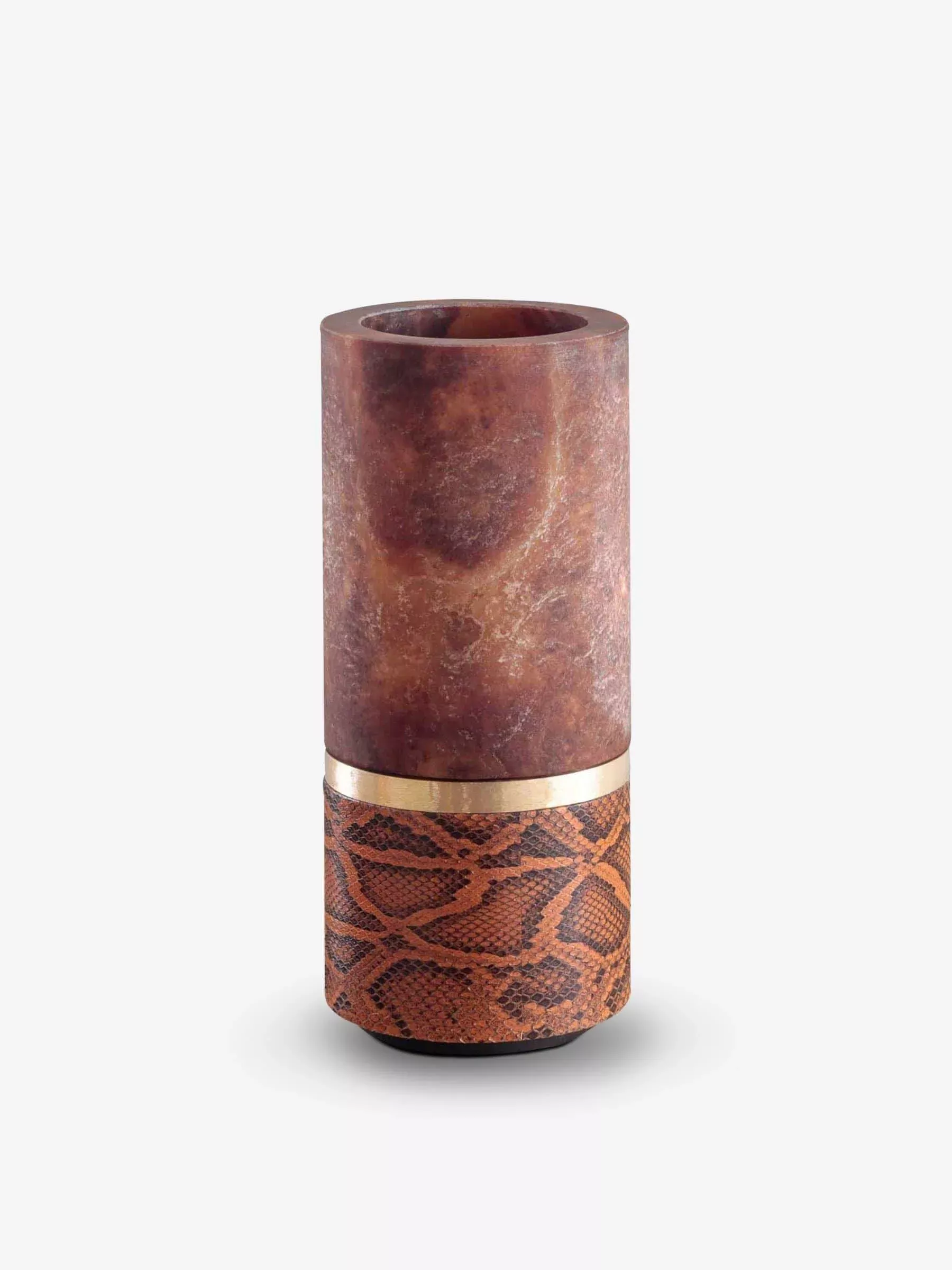 Dure Vase in Amber Alabaster and Cognac Python