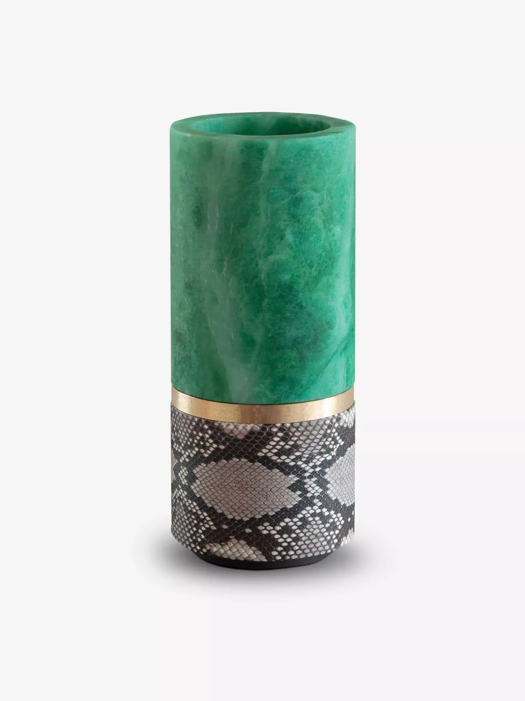 Dure Vase in Green Alabaster and Taupe Python