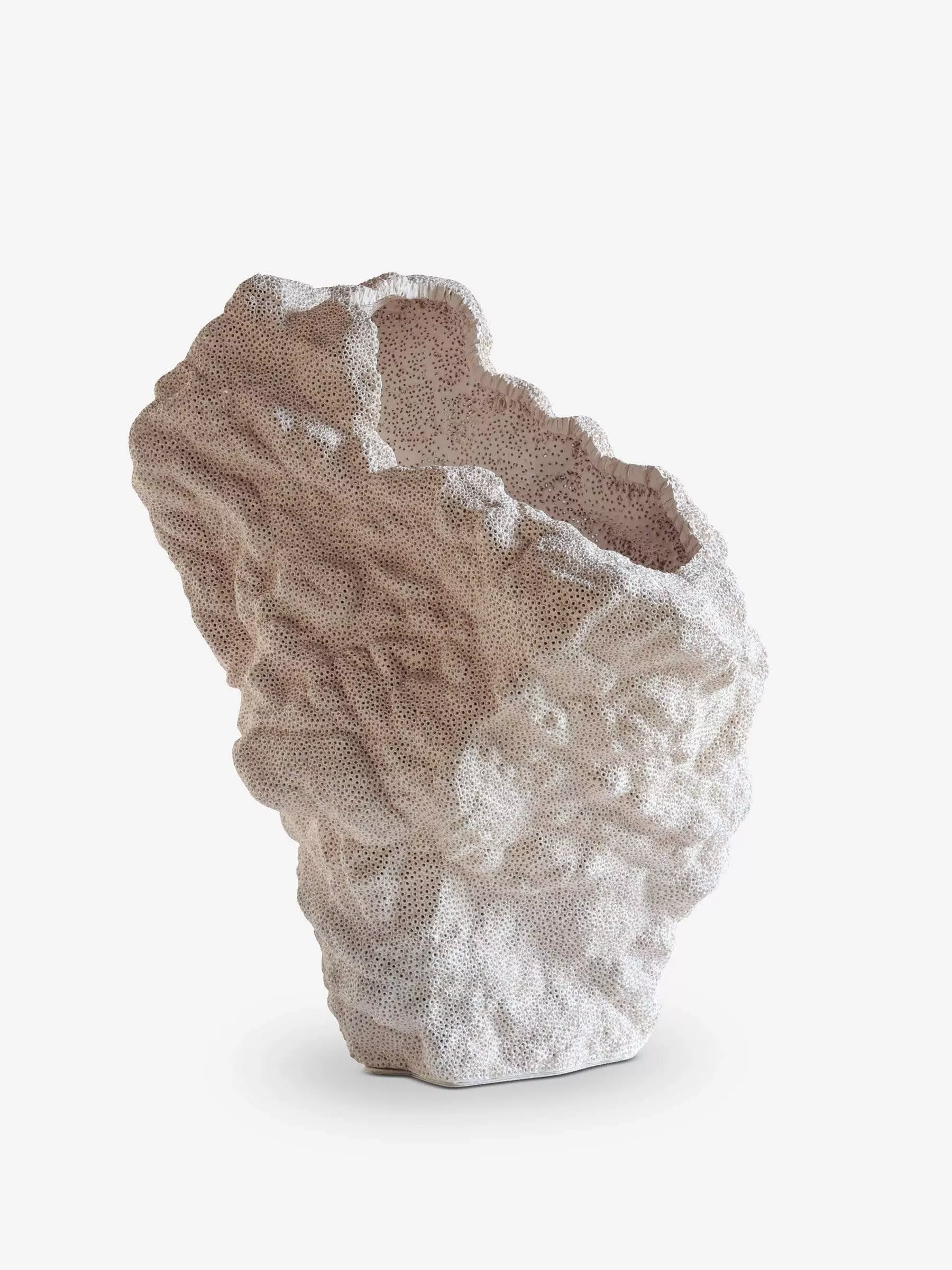 Ecru Rock Form Pierced Vase