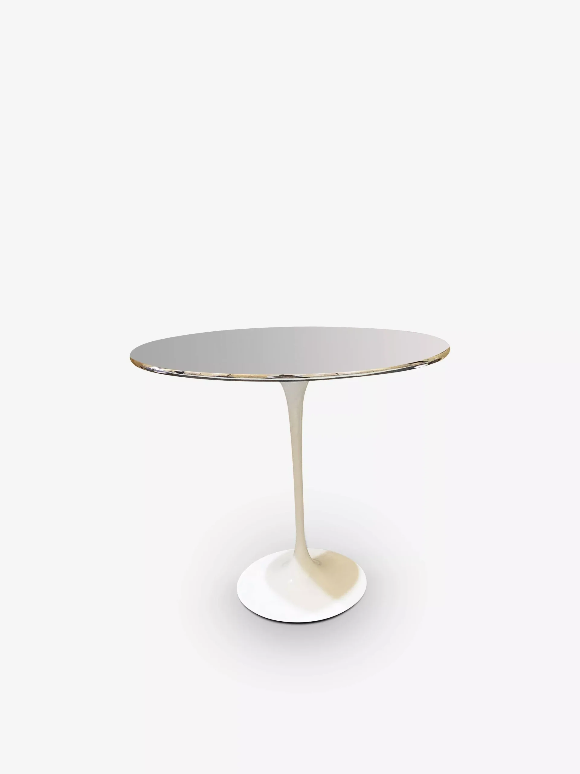 Eero Saarinen Oval Side Table with Chrome Top & White Base
