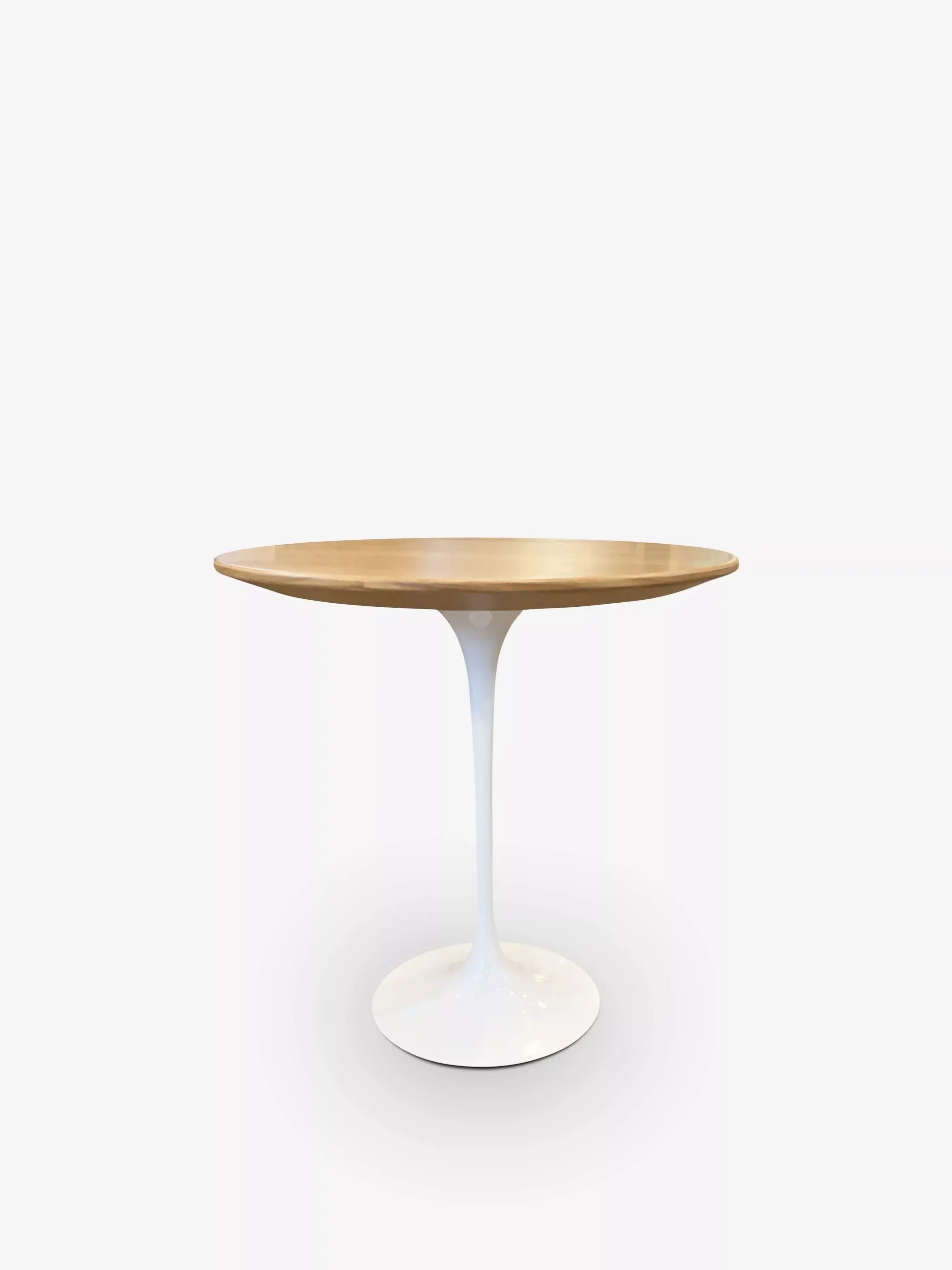 Eero Saarinen Small Round Table with Oak Top & White Base