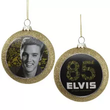 Elvis 85th Birthday Glass Disc Ornament 3in.