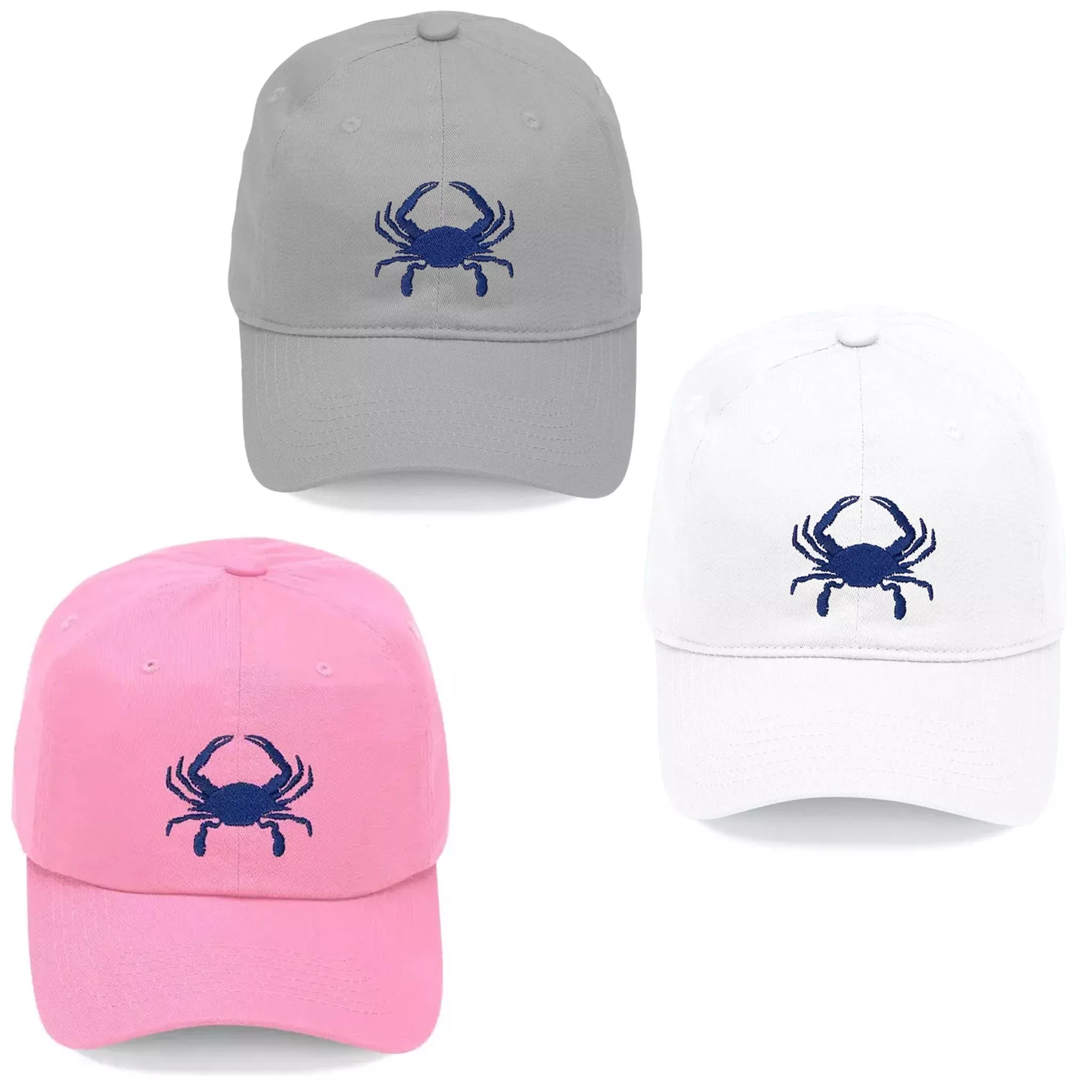 Embroidered Blue Crab Baseball Hat - Assorted Colors
