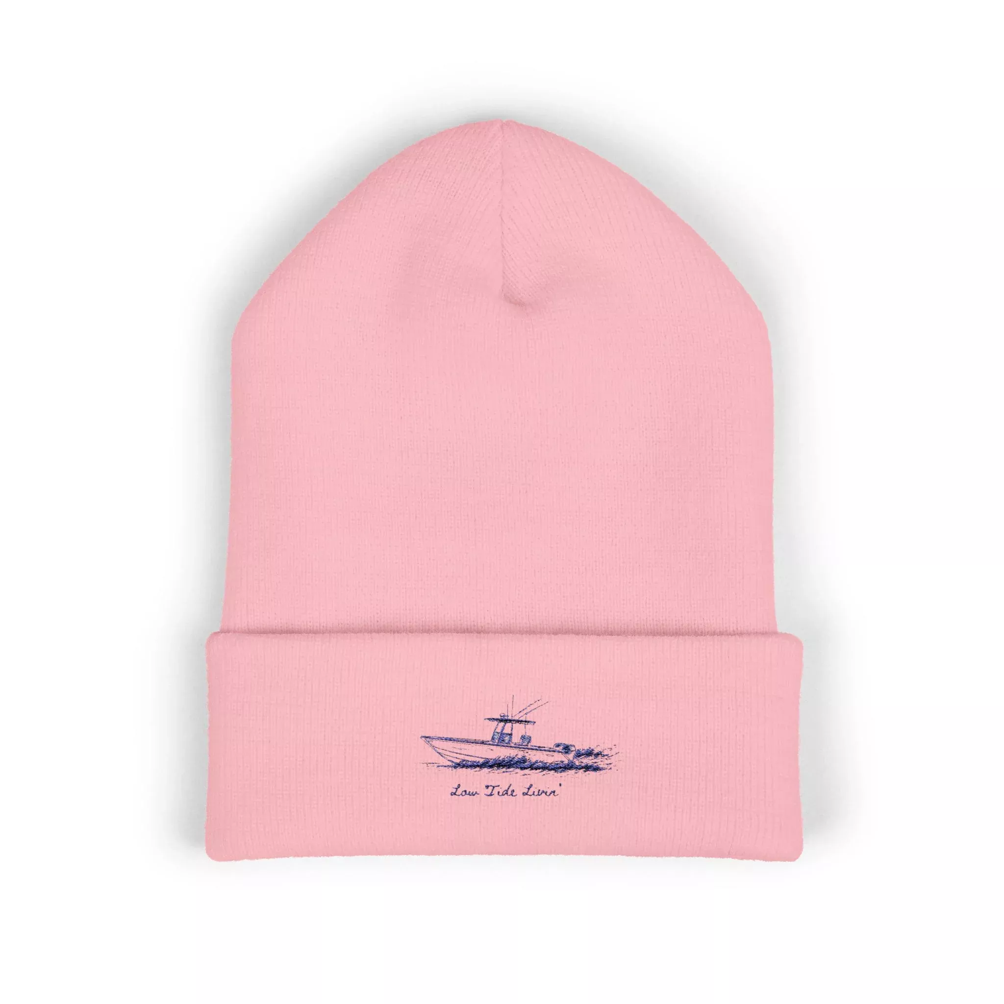 Embroidered Minimalist Sailboat Cuffed Beanie