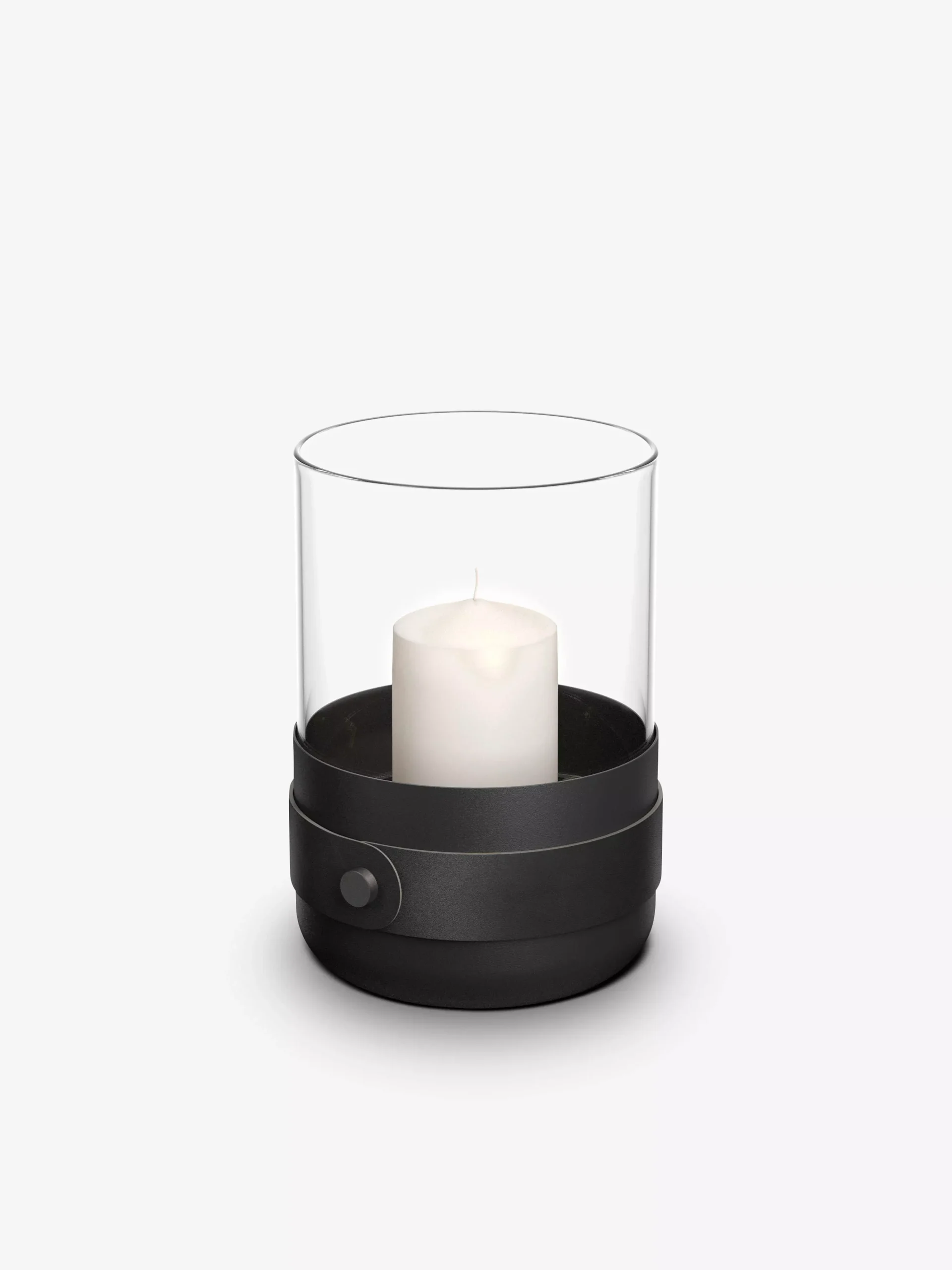 Emma Candle Holder in Black with Black Detail