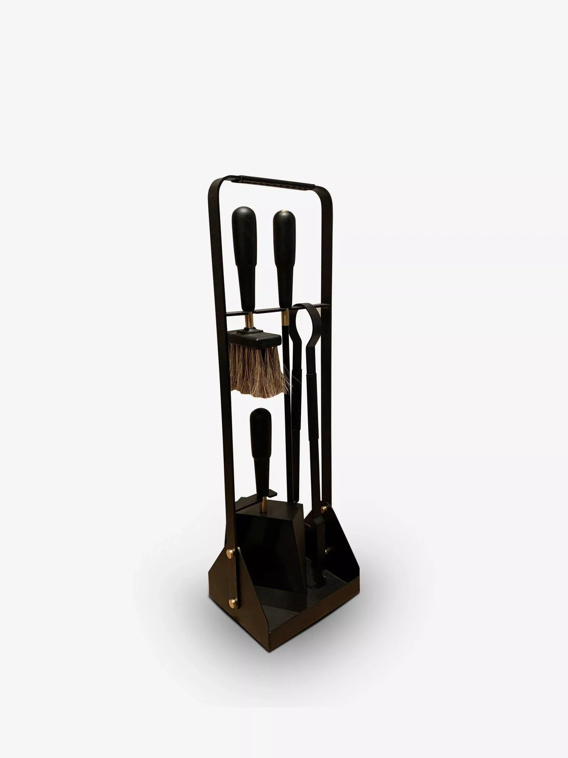 Emma Fireplace Tool Set with Brass Details in Black