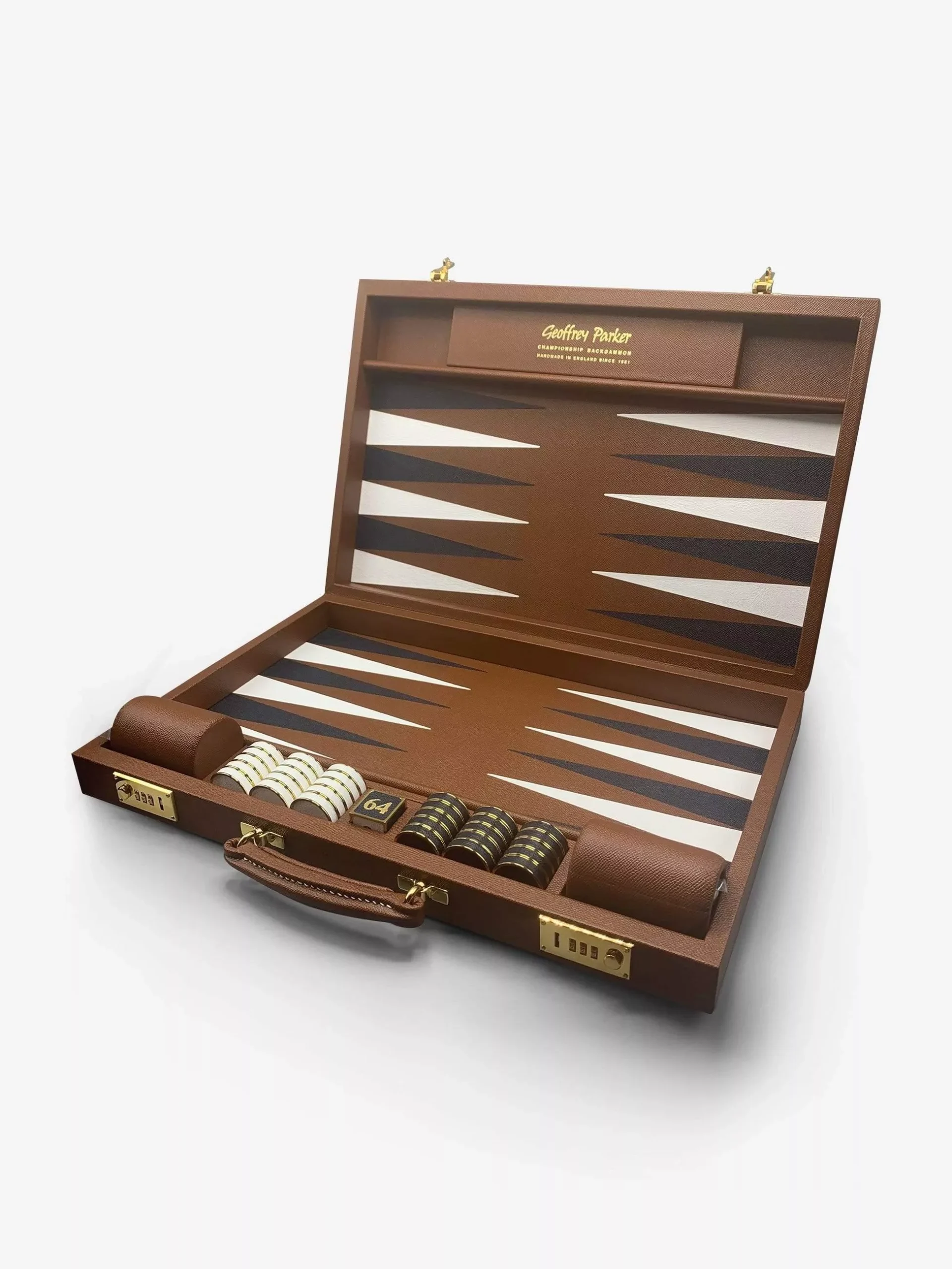 Espresso Leather Challenge Backgammon Board with Espresso Field