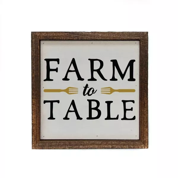"Farm to Table" 6x6 Wall Art Sign - BW011