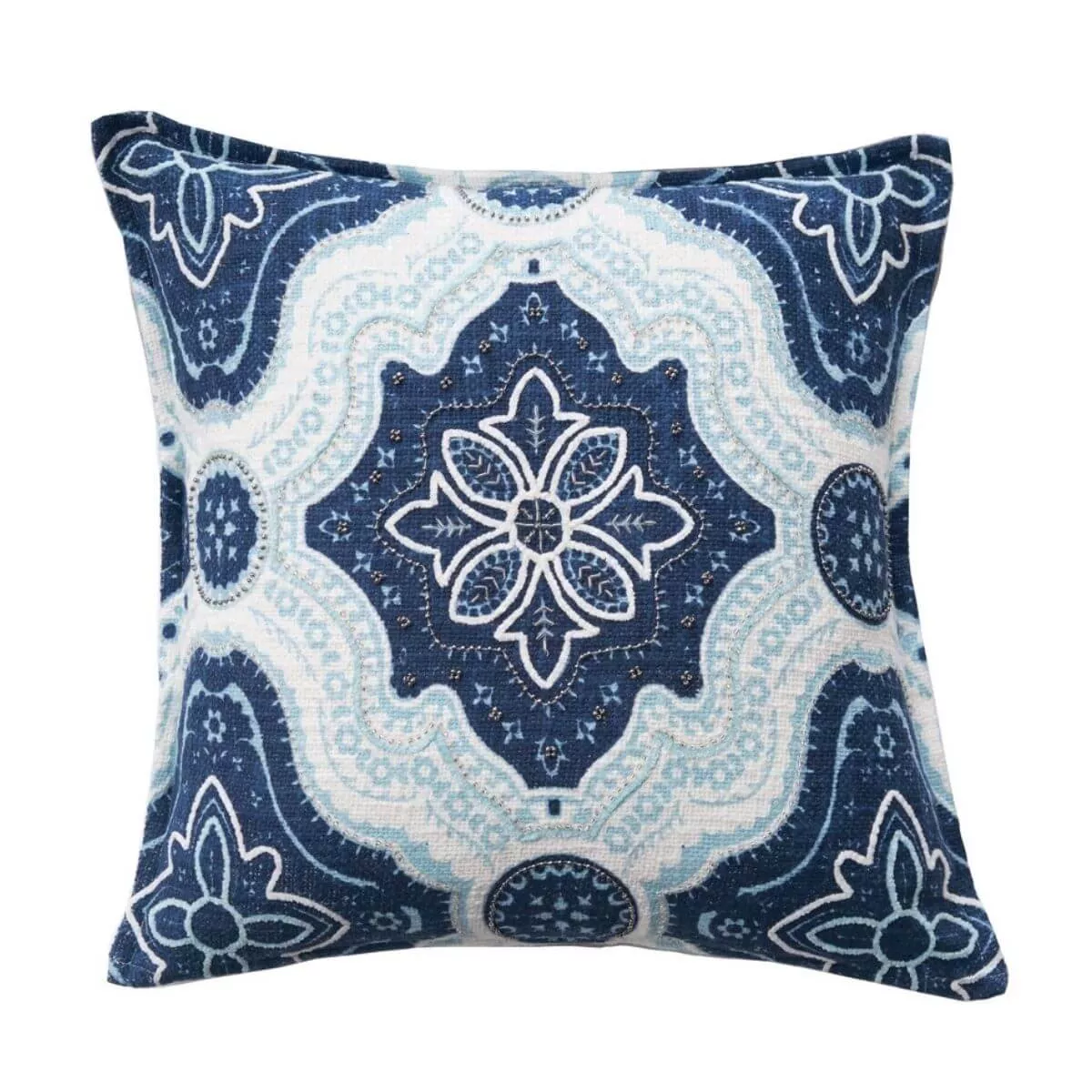 Floral Coastal Throw Pillow, Indigo & Surf, 20" x 20"