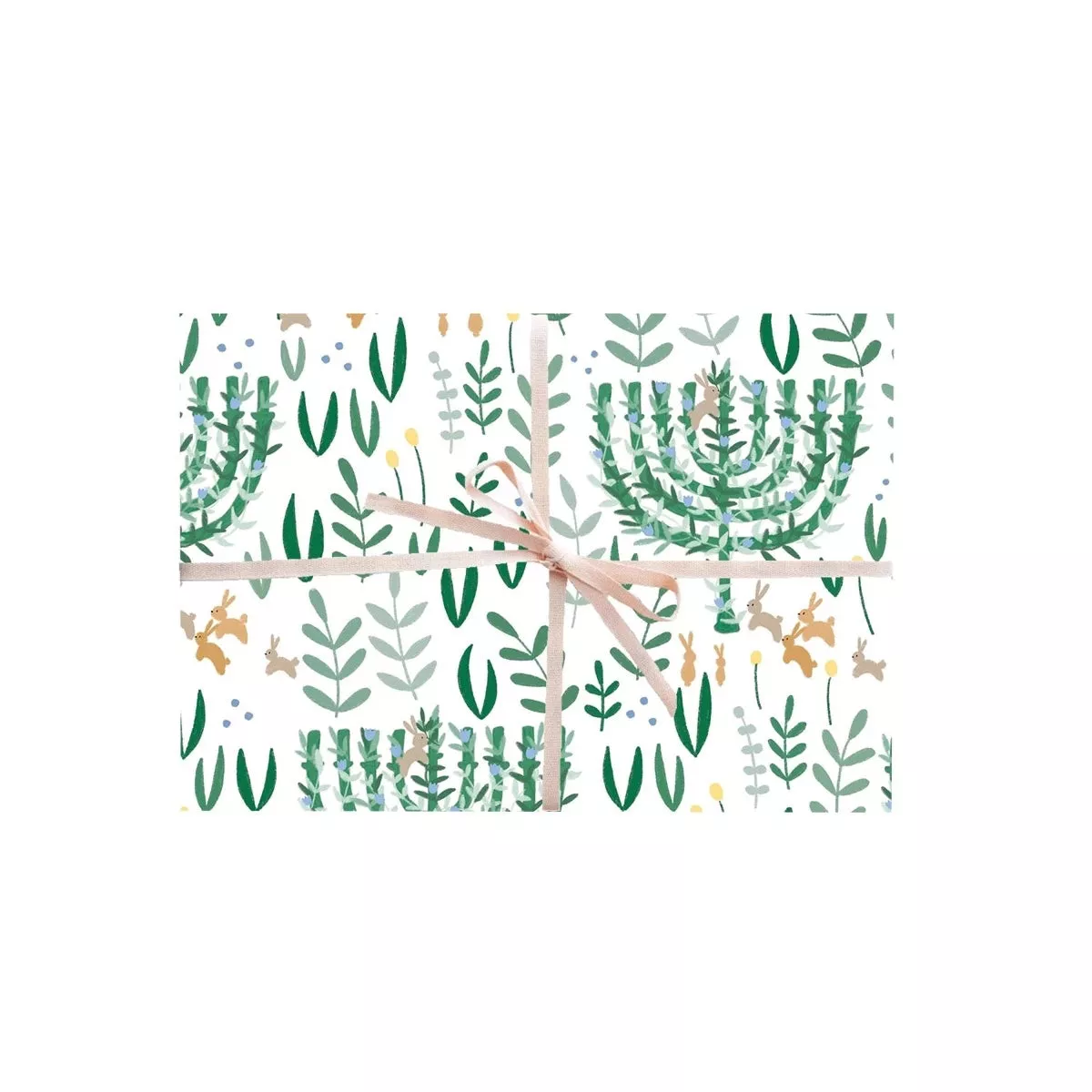 Floral Menorah Gift Wrap - 3 Sheets/Roll