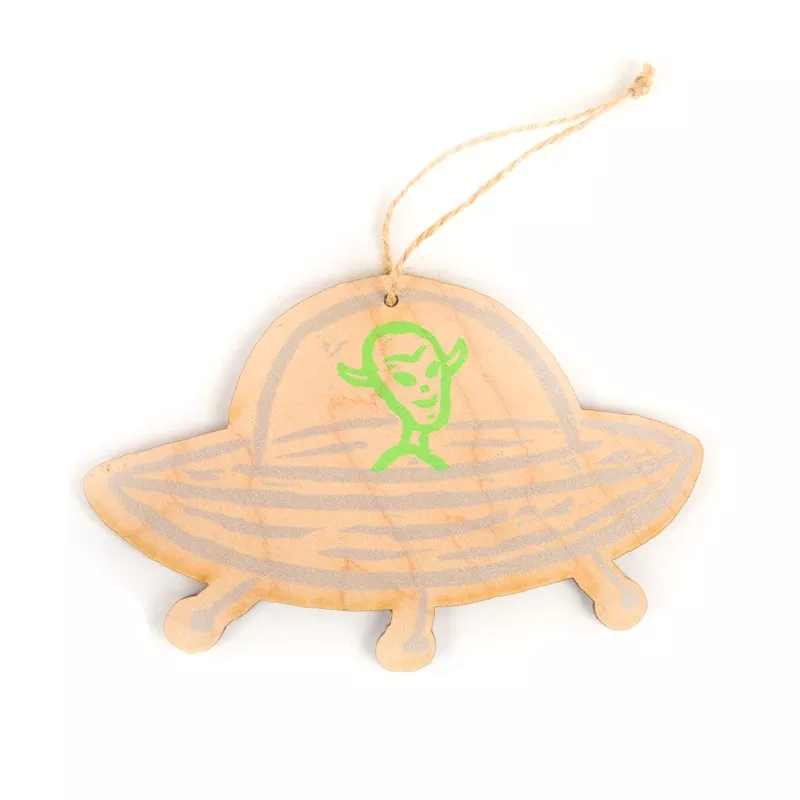 Flying Saucer Wooden Ornament