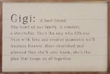 Gigi Definition Wood Framed Sign | Mother’s Day Gift | Family Home Decor | Multiple Sizes Available