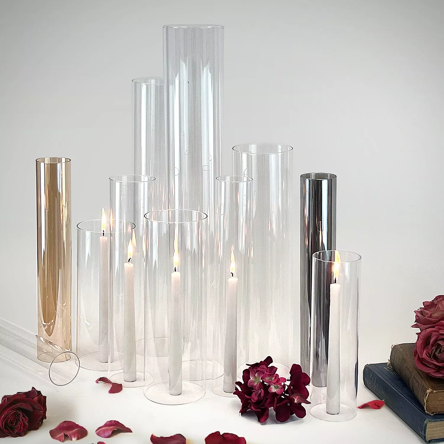 Glass Chimney Hurricane Candle Holder (set of 6)