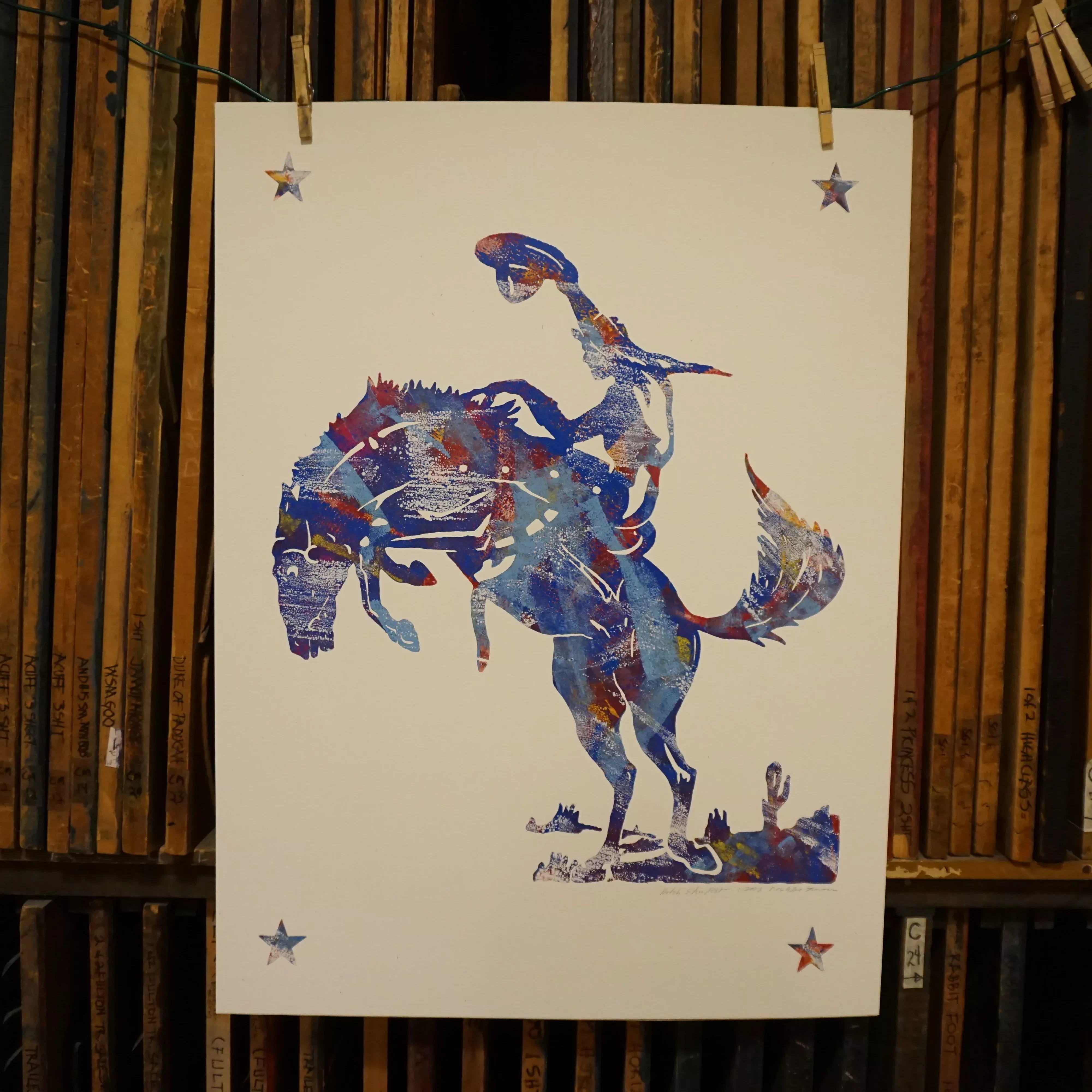 Hand-Inked Rodeo Print