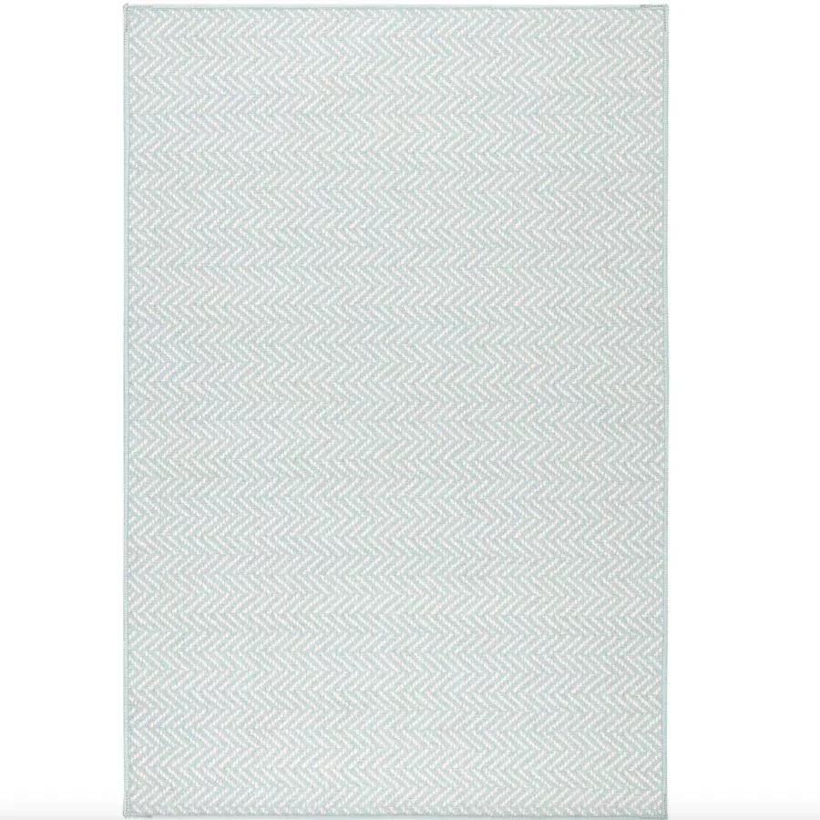 Herringbone Swedish Blue Machine Washable Rug