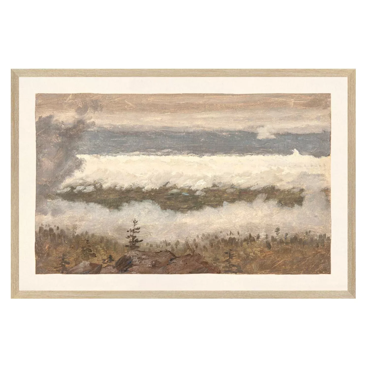 Hudson River School- Clouds From The Catskills 1870- Glass Framed