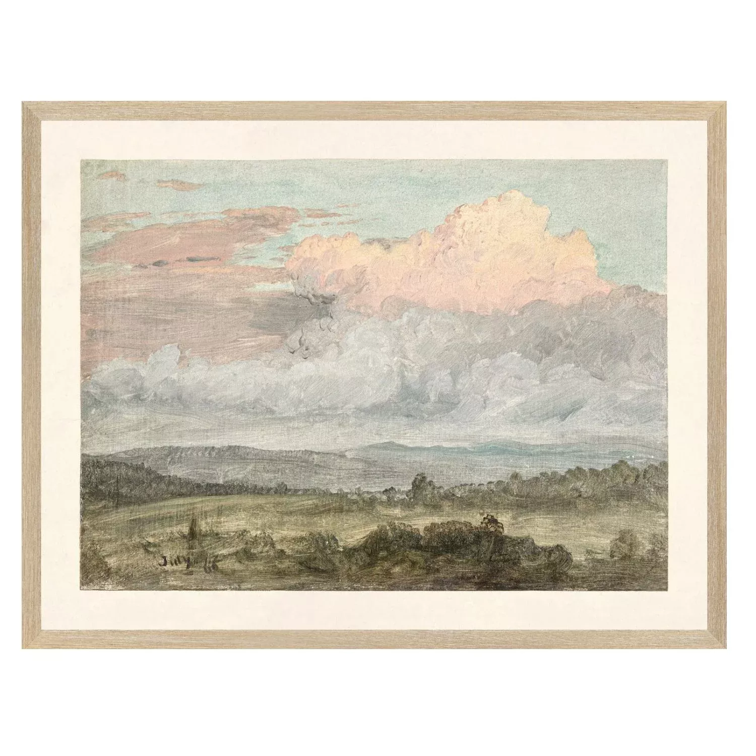 Hudson River School- Clouds, Hudson Valley C. 1870- Framed Glass