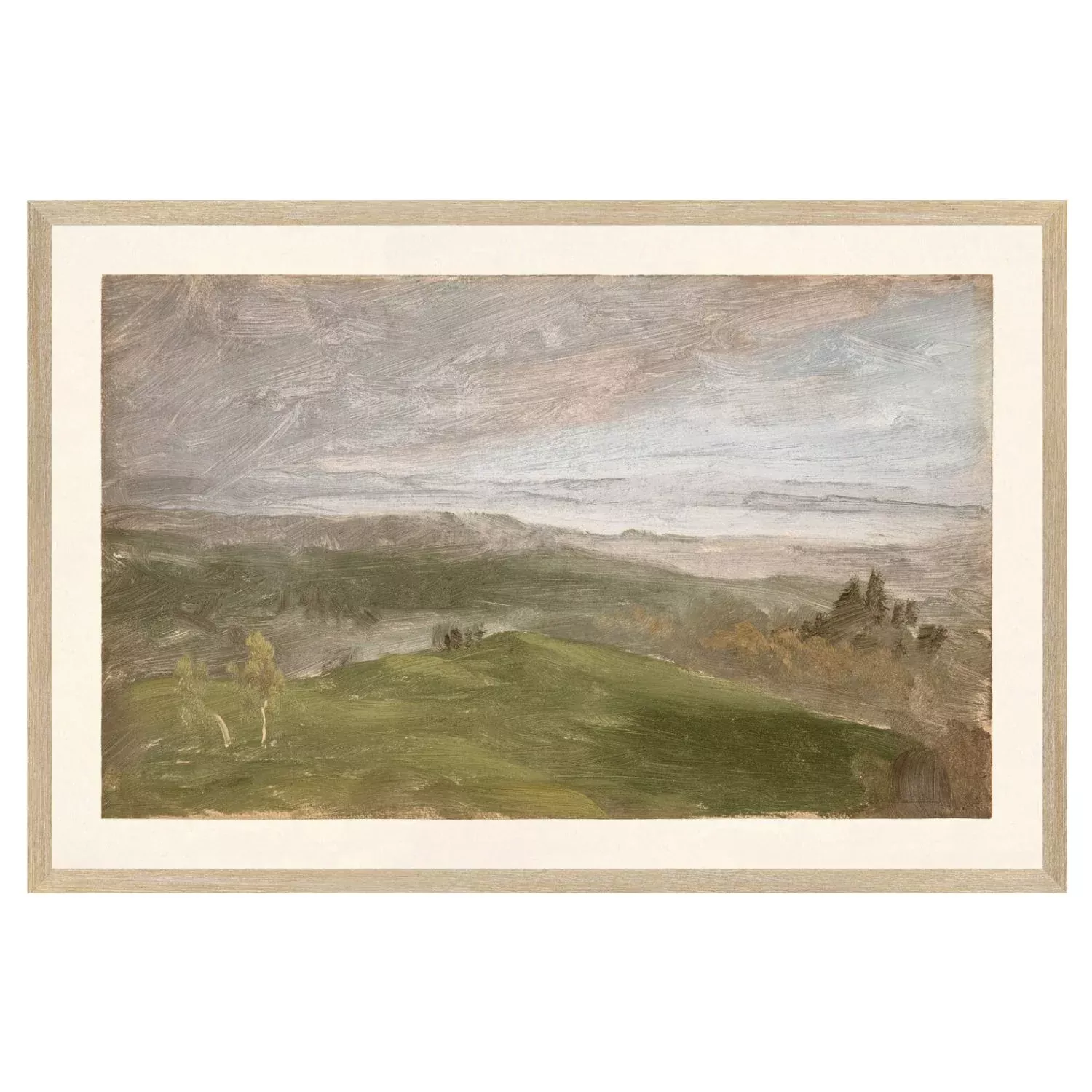 Hudson River School- Summer View, Hudson Valley 1870- Glass Framed