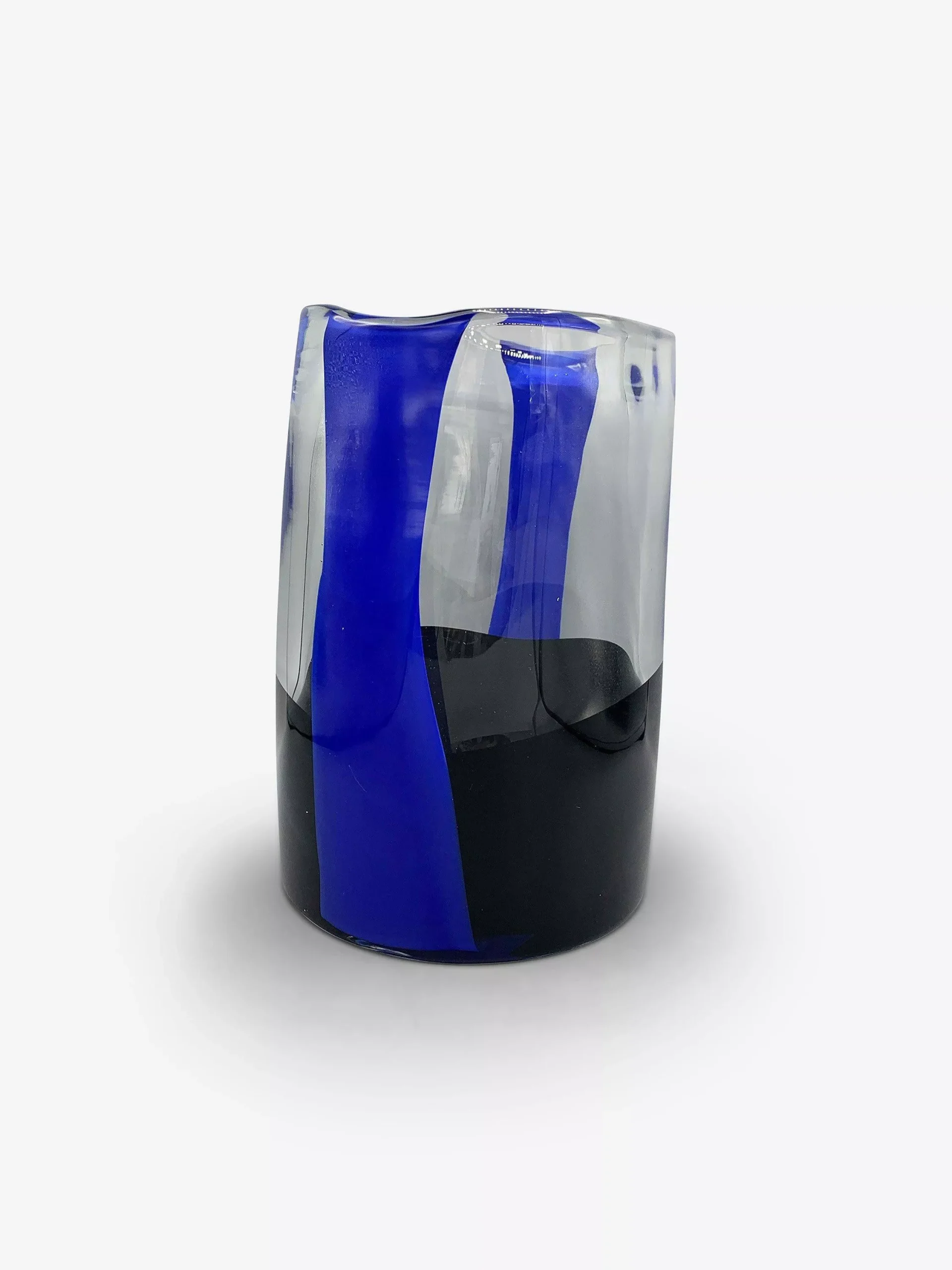 Ichnos A Black & Blue Glass Vase